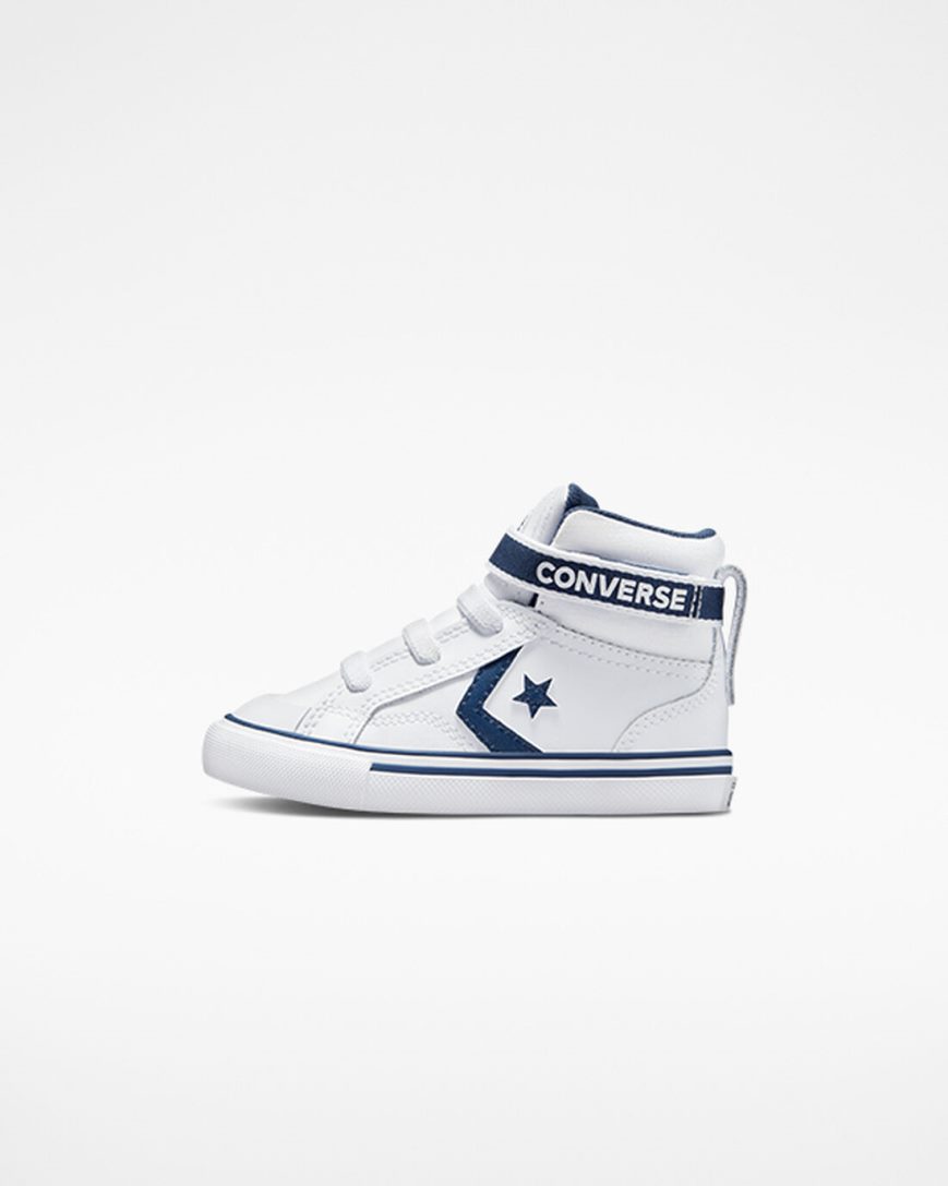 Tenisky Vysoke Converse Pro Blaze Remienkove Easy-On Varsity Club Chlapcenske Biele Námornícka Modrá Biele | SK 11NIBZ6